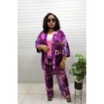 purple kimono trouser set