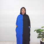 blue and black abaya