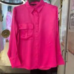 pink silk shirt